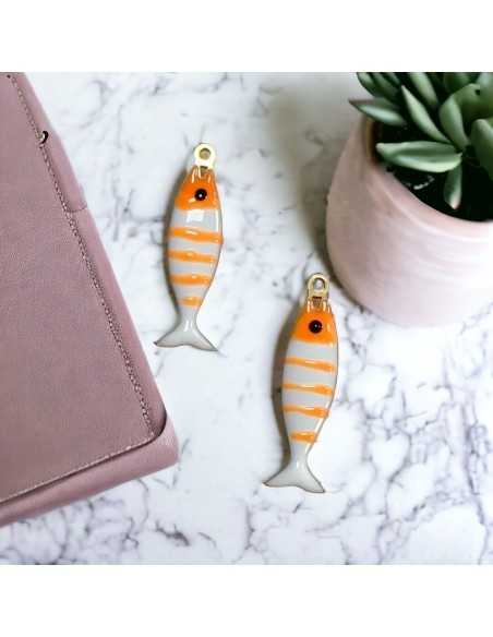 Ciondolo pesce a righe in acciaio oro 6.5x20 mm vari colori 1pz|GDO