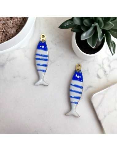 Ciondolo pesce a righe in acciaio oro 6.5x20 mm vari colori 1pz|GDO