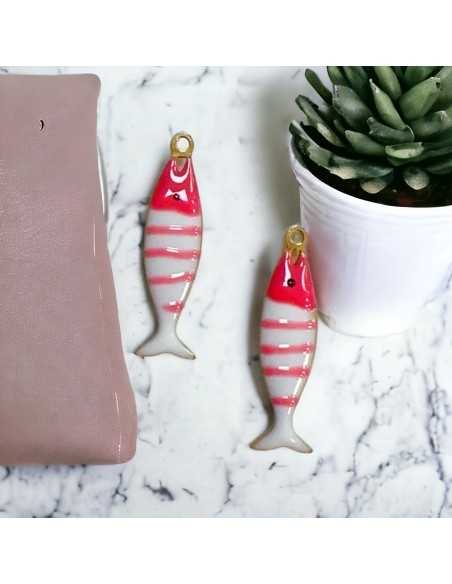 Ciondolo pesce a righe in acciaio oro 6.5x20 mm vari colori 1pz|GDO
