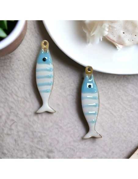 Ciondolo pesce a righe in acciaio oro 6.5x20 mm vari colori 1pz|GDO