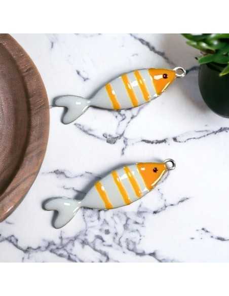 Ciondolo pesce a righe in acciaio 6.5x24 mm vari colori 1pz|GDO
