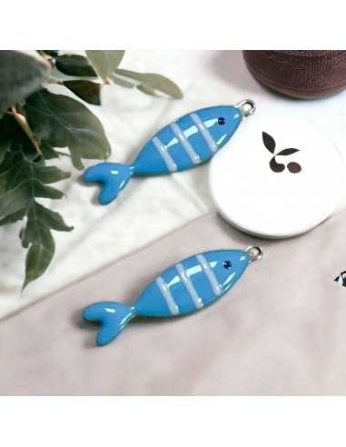 Ciondolo pesce a righe in acciaio 6.5x24 mm vari colori 1pz|GDO
