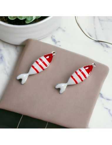 Ciondolo pesce a righe in acciaio 6.5x24 mm vari colori 1pz|GDO