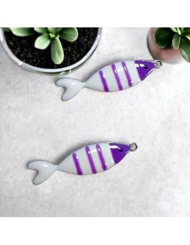 Ciondolo pesce a righe in acciaio 6.5x24 mm vari colori 1pz|GDO