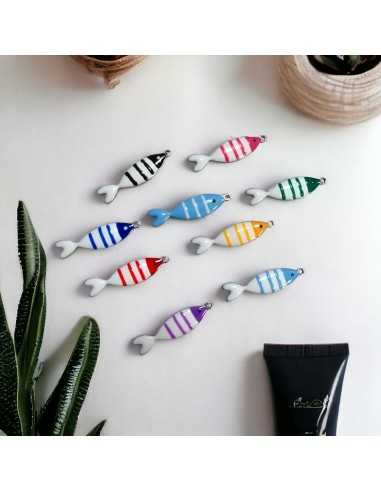 Ciondolo pesce a righe in acciaio 6.5x24 mm vari colori 1pz|GDO