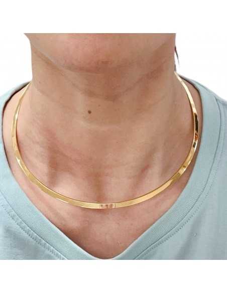 Collana rigida in acciaio inossidabile 316L, filo piatto 4mm, diametro 14 cm|GDO