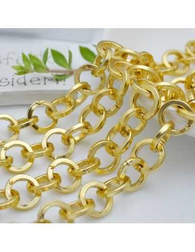 Catena leggera maglia rotonda quadrato chiaro e in alluminio oro 8 mm - 12 mm 1 mt Gioie d'Oriente