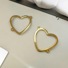 Ciondolo connettore cuore vuoto in acciaio inossidabile 29 x 35 mm 1pz colori vari Gioie d'Oriente 2