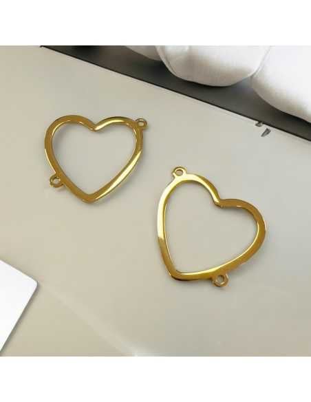 Ciondolo connettore cuore vuoto in acciaio inossidabile 29 x 35 mm 1pz colori vari Gioie d'Oriente