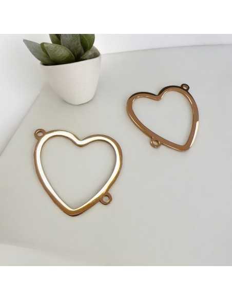 Ciondolo connettore cuore vuoto in acciaio inossidabile 29 x 35 mm 1pz colori vari Gioie d'Oriente