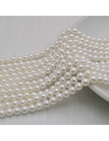 Perle Di Madreperla rotondo col bianco 6 mm 65 pz per tuoi gioielli 