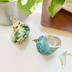 Pendenti in Conchiglia Verde 20x30mm con Bordo Oro 1 pz Gioie d'Oriente
