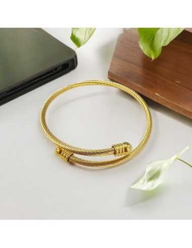 Bracciale Rigido Aperto Oro con Filo Intrecciato 3 mm 1pz | GDO