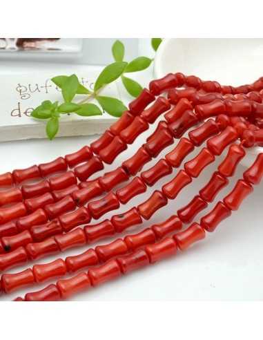 Fili perline di corallo bambù rosso cilindriche 6x10mm, lunghezza 42cm | GDO
