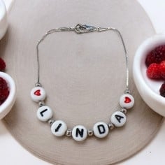 Bracciale Personalizzato in Argento Sterling 925 con Nome e Cuori | GDO