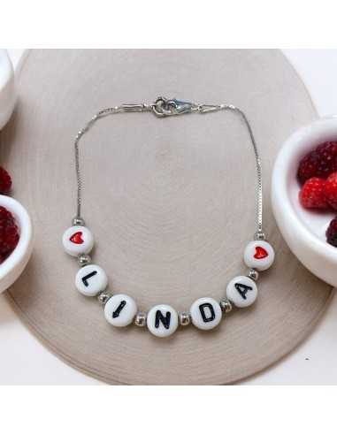 Bracciale Personalizzato in Argento Sterling 925 con Nome e Cuori | GDO