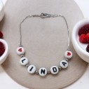 Bracciale Personalizzato in Argento Sterling 925 con Nome e Cuori | GDO