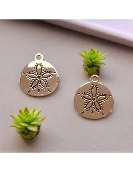 Ciondolo medaglietta fiore in acciaio inossidabile oro rosa 12x14 mm 1pz Gioie d'Oriente