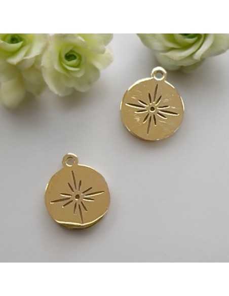 Ciondolo medaglietta stella in acciaio inossidabile oro 12x14 mm 1pz Gioie d'Oriente