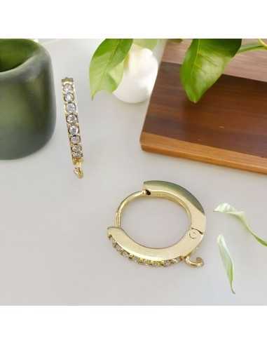 Mini Cerchietti tondi e chiusi in Acciaio oro con zirconi 13mm 1 paio | GDO