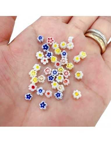 Mini margherite in vetro Murano mix colori 5 mm - 35 pezzi  | GDO