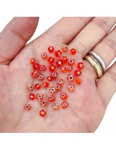 Perle Mini Margherita rosso in Vetro Murano 5 mm - 35 pz | GDO