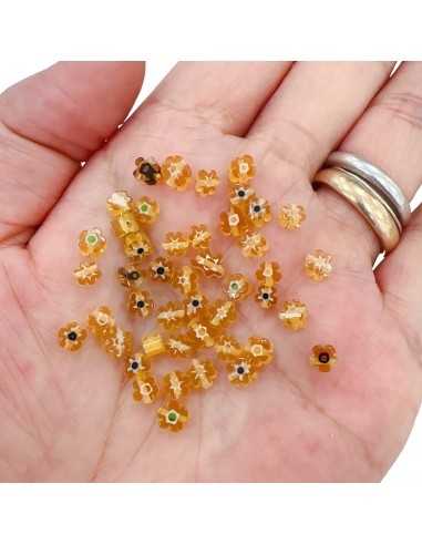 Perle Mini Margherit beige scuro in Vetro Murano 5 mm - 35 pz