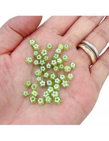Perle Mini Margherita in Vetro Murano Verde Chiaro 5mm - 35pz | GDO