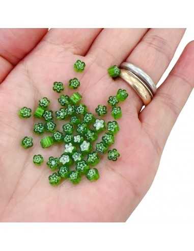 Perle Mini Margherita in Vetro Murano Verde 5mm - 35pz |GDO