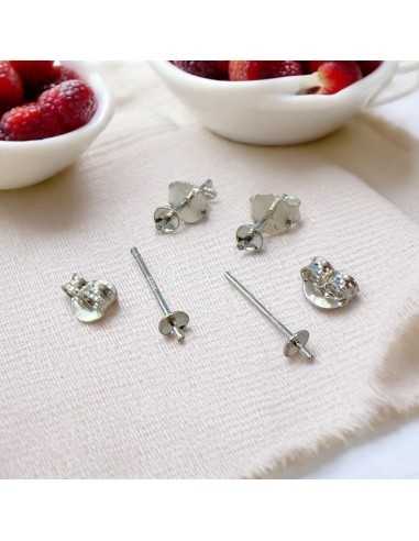Orecchini in argento 925 con piatto 3mm, chiodo 0.75mm, perno 11mm. 2 paia | GDO