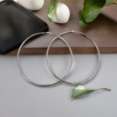Orecchini a Cerchio in Argento 925 Lucidi, Canna Vuota, 75-85mm | GDO
