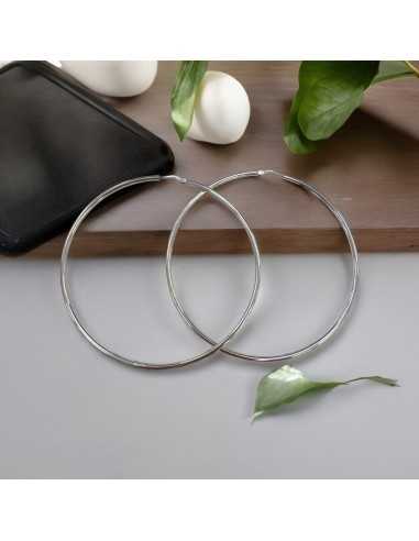 Orecchini a Cerchio in Argento 925 Lucidi, Canna Vuota, 75-85mm | GDO