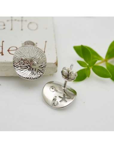 Base Orecchini Perni 13mm Argento 925 con Punto Luce e Stella Marina 1 paio | GDO