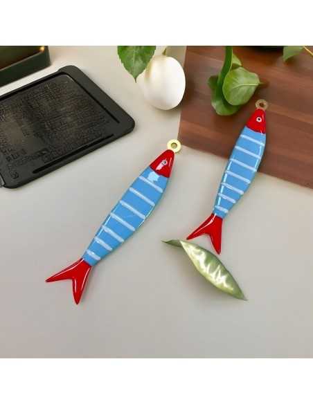 Ciondolo Grande Pesce a Righe in Acciaio Oro 13x70 mm - Vari Colori | GDO