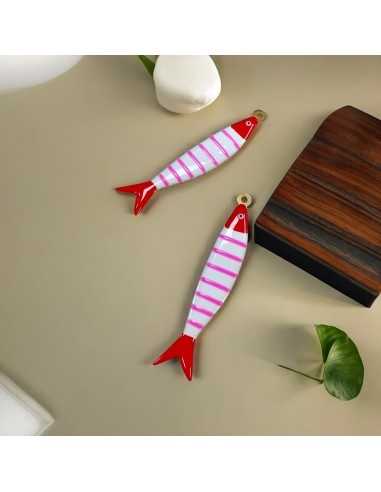 Ciondolo Grande Pesce a Righe in Acciaio Oro 13x70 mm - Vari Colori | GDO