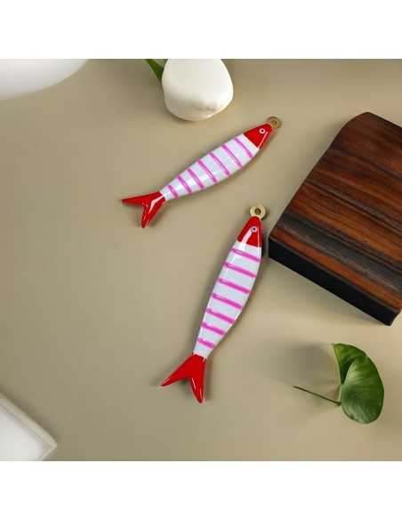 Ciondolo Grande Pesce a Righe in Acciaio Oro 13x70 mm - Vari Colori | GDO