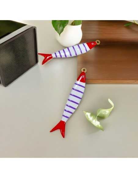 Ciondolo Grande Pesce a Righe in Acciaio Oro 13x70 mm - Vari Colori | GDO