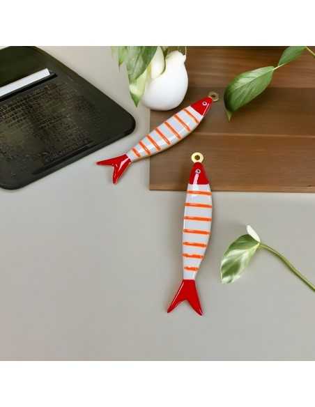 Ciondolo Grande Pesce a Righe in Acciaio Oro 13x70 mm - Vari Colori | GDO