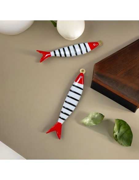 Ciondolo Grande Pesce a Righe in Acciaio Oro 13x70 mm - Vari Colori | GDO