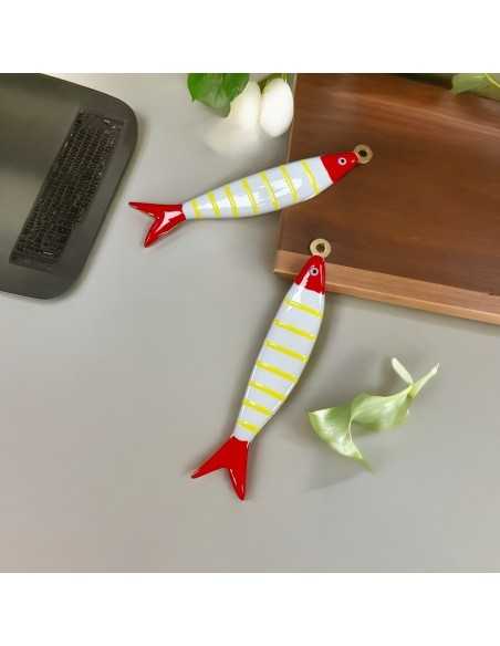 Ciondolo Grande Pesce a Righe in Acciaio Oro 13x70 mm - Vari Colori | GDO