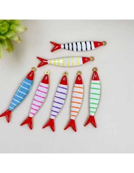 Ciondolo Grande Pesce a Righe in Acciaio Oro 13x70 mm - Vari Colori | GDO