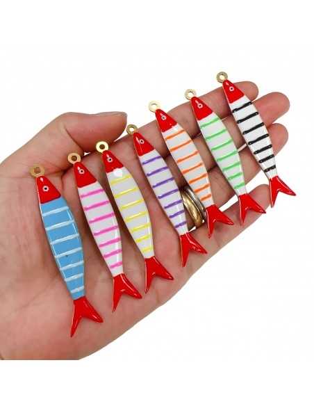 Ciondolo Grande Pesce a Righe in Acciaio Oro 13x70 mm - Vari Colori | GDO