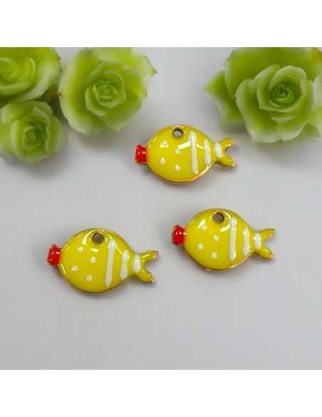 Pesciolino Smaltato a Pois, Acciaio Oro 8x13mm 1 pz , Vari Colori | GDO