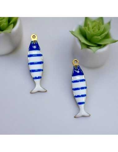Ciondolo pesce a righe in acciaio oro 6.5x26 mm vari colori 1pz |GDO