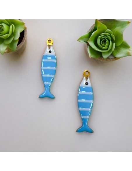 Ciondolo pesce a righe in acciaio oro 6.5x26 mm vari colori 1pz |GDO