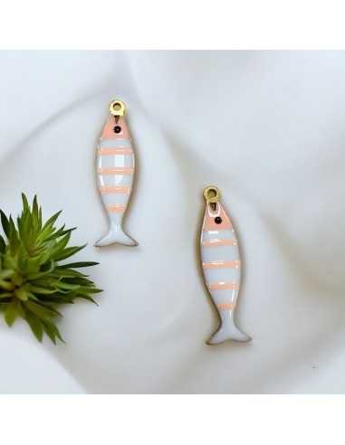 Ciondolo pesce a righe in acciaio oro 6.5x26 mm vari colori 1pz |GDO