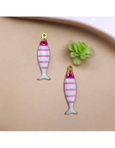 Ciondolo pesce a righe in acciaio oro 6.5x26 mm vari colori 1pz |GDO