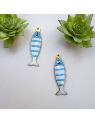Ciondolo pesce a righe in acciaio oro 6.5x26 mm vari colori 1pz |GDO