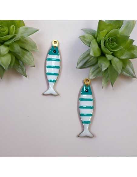 Ciondolo pesce a righe in acciaio oro 6.5x26 mm vari colori 1pz |GDO