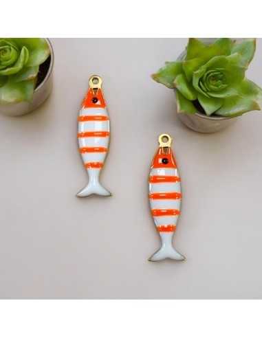 Ciondolo pesce a righe in acciaio oro 6.5x26 mm vari colori 1pz |GDO